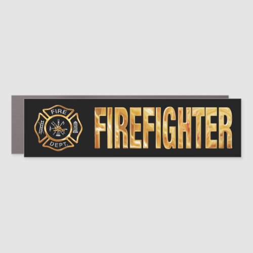 Firefighter Gold Car Magnet