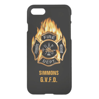 Firefighter Gold Flaming Badge Name Template iPhone SE/8/7 Case