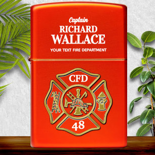 Firefighter Gold Metallic Maltese Cross Zippo Lighter