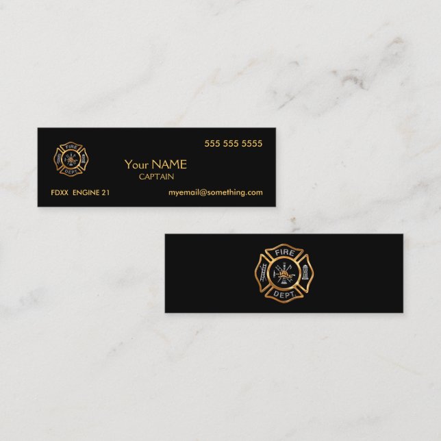 Firefighter Gold Mini Business Card (Front/Back)