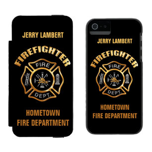 Firefighter Gold Name Template Wallet Case For iPhone SE/5/5s