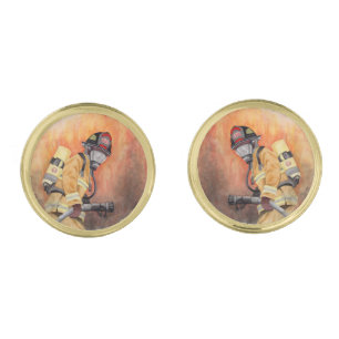 Firefighter Gold Studs Fireman Cufflinks Miranda