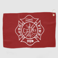 Firefighter Helmet Microfiber Golf Towel - Golf Towel Gift with