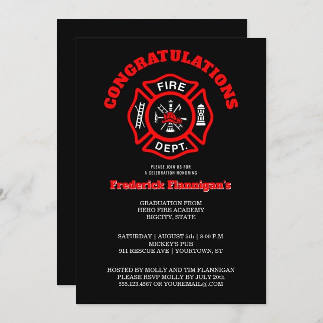 Firefighter Graduation Announcement Party (Front/Back)