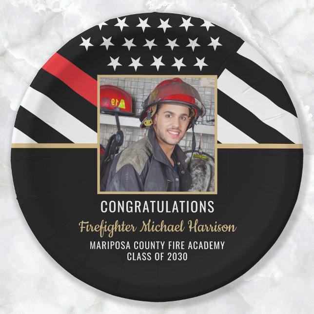 Firefighter Graduation Fire Academy Fireman Photo Paper Plates (Firefighter Graduation Fire Academy Fireman Photo Paper Plates)