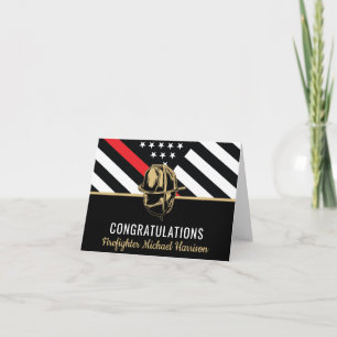 Firefighter Graduation Fire Academy Red Line Flag Card