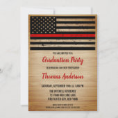 Firefighter Graduation Fire Academy Thin Red Line Invitation (Front)