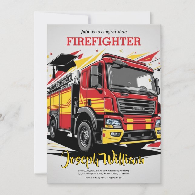 firefighter graduation invitations (Front)