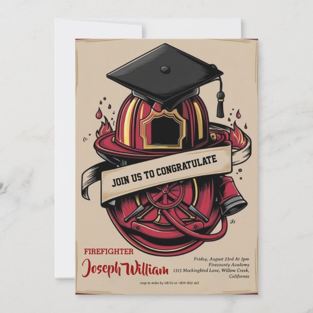 firefighter graduation invitations (Front)