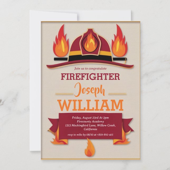 firefighter graduation invitations (Front)