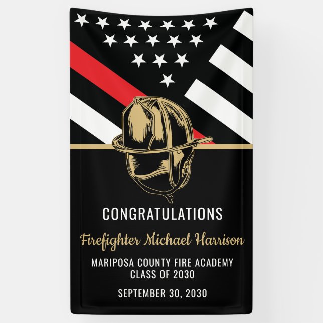 Firefighter Graduation Party Fire Department Banner (Vertical)