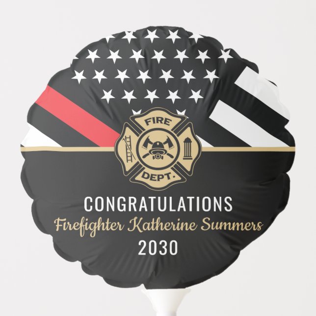  Firefighter Graduation Party Thin Red Line Flag Balloon (Front)