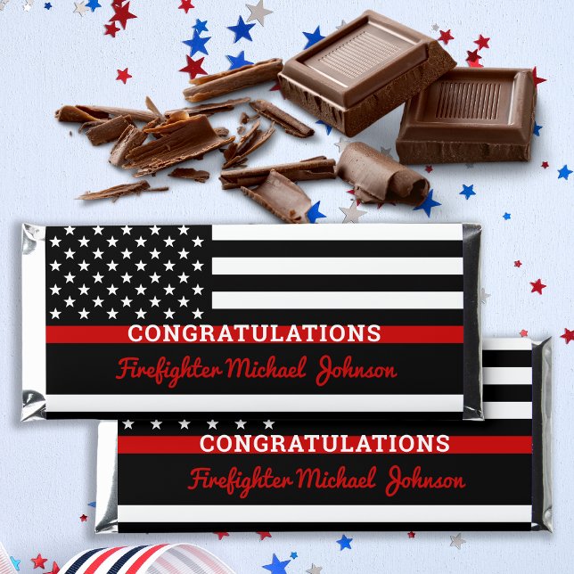 Firefighter Graduation Party Thin Red Line Flag Hershey Bar Favors (Creator Uploaded)