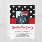 Firefighter Graduation Party Thin Red Line Photo Invitation (Front)