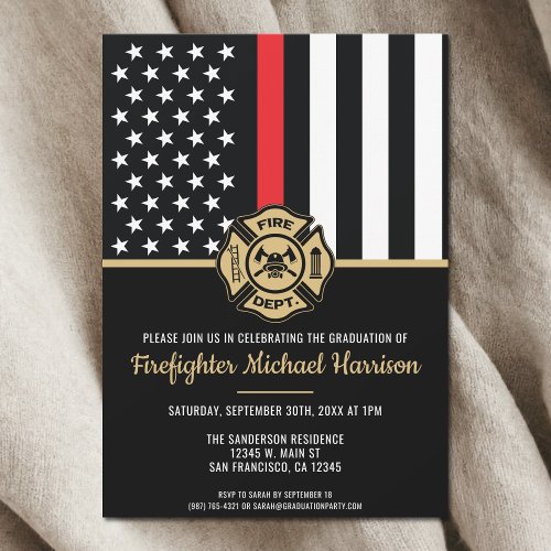 Firefighter Graduation Red Flag Fireman