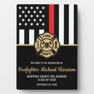 Firefighter Graduation Red Flag Fireman Welcome Plaque