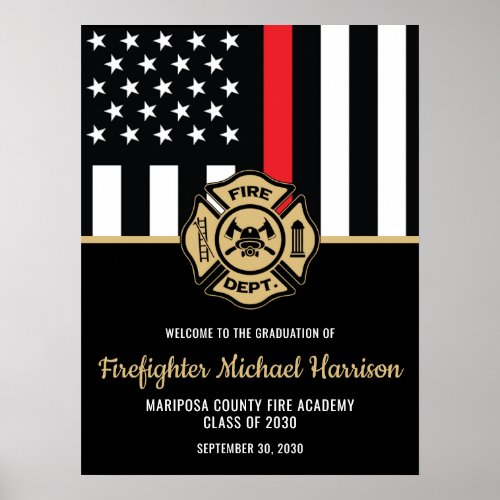 Firefighter Graduation Red Flag Fireman Welcome