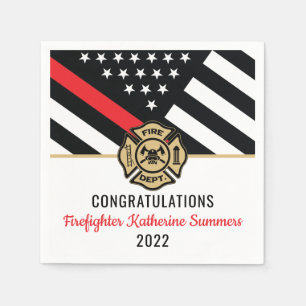 Firefighter Graduation Thin Red Line Fire Academy Napkins