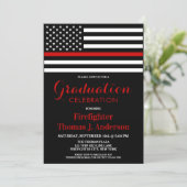 Firefighter Graduation Thin Red Line Fireman  Invitation (Standing Front)
