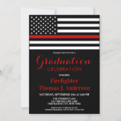 Firefighter Graduation Thin Red Line Fireman  Invitation (Front)