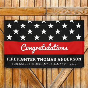 Firefighter Graduation Thin Red Line Party Banner