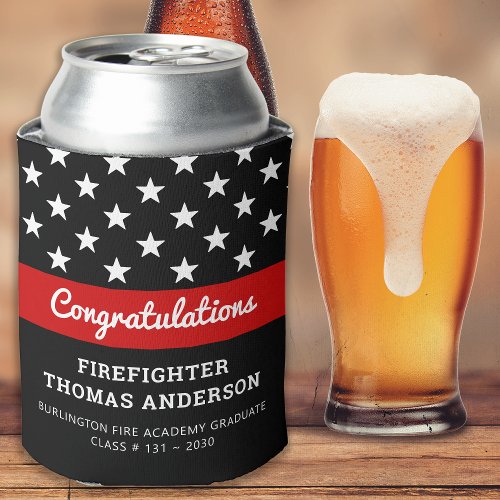 Firefighter Graduation Thin Red Line Party Can Cooler