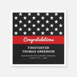 Firefighter Graduation Thin Red Line Party Napkins
