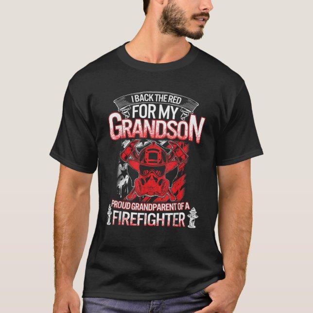 Firefighter Grandma I Back The Red For My Grandson T-Shirt (Front)