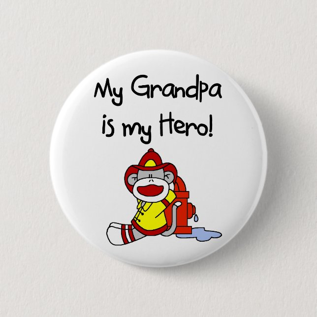 Firefighter Grandpa Hero Button (Front)