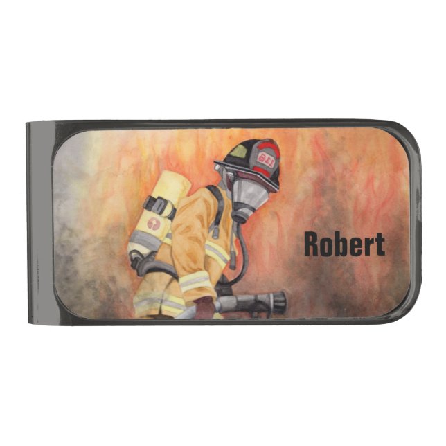 Firefighter Gunmetal Finish Fireman Money Clip (Front)