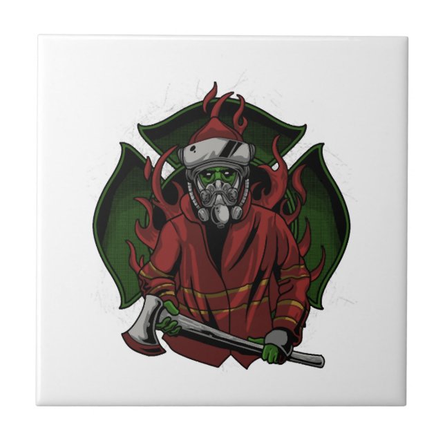Firefighter Halloween Costume Ceramic Tile (Front)