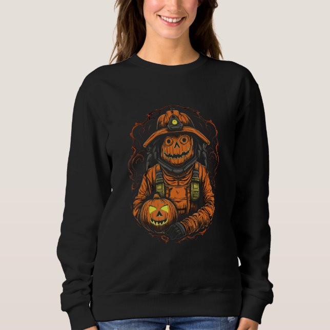 Firefighter Halloween Fireman Halloween Party Fire Sweatshirt (Front)