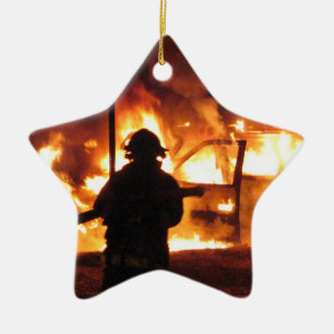 Firefighter Handline Ceramic Ornament