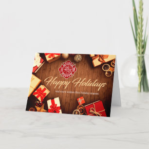 Firefighter Happy Holidays Card