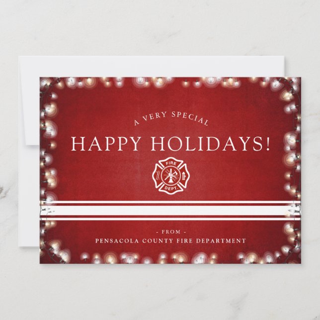 FireFighter Happy Holidays | Christmas Custom Flat Holiday Card (Front)
