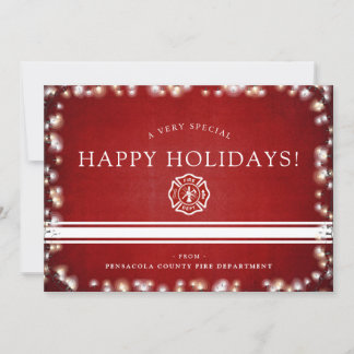 FireFighter Happy Holidays | Christmas Custom Flat Holiday Card