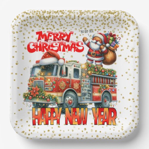 Firefighter Happy New Year  Paper Plates