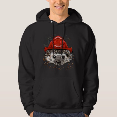 Firefighter Hedgehog Fire Department Fireman Anima Hoodie