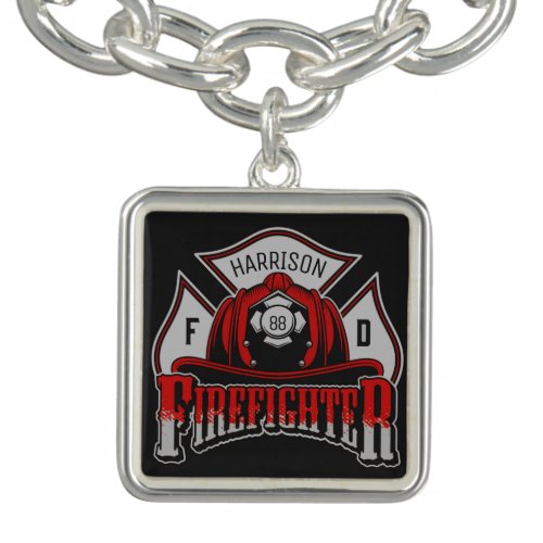 Firefighter Helmet ADD NAME Fire Department Rescue Bracelet