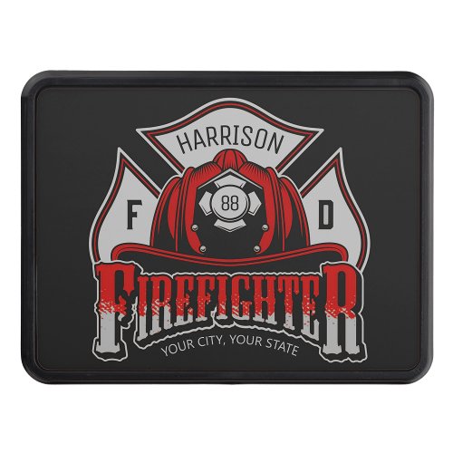 Firefighter Helmet ADD NAME Fire Department Rescue Hitch Cover