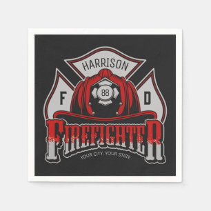Firefighter Helmet ADD NAME Fire Department Rescue Napkins