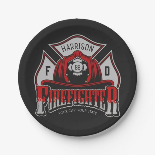 Firefighter Helmet ADD NAME Fire Department Rescue Paper Plates