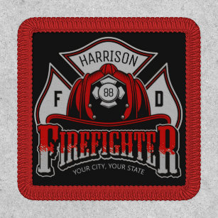 Fire Department Logo Custom Iron On Patch, Zazzle