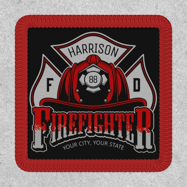 Firefighter Helmet ADD NAME Fire Department Rescue Patch (Front)