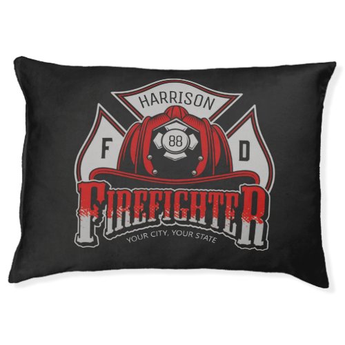 Firefighter Helmet ADD NAME Fire Department Rescue Pet Bed