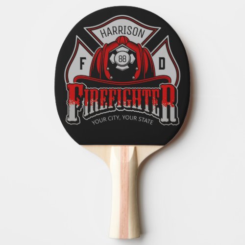 Firefighter Helmet ADD NAME Fire Department Rescue Ping Pong Paddle