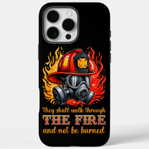 Firefighter helmet amid flames  iPhone 16 pro max case