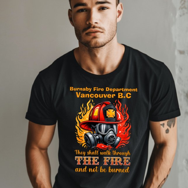 Firefighter helmet amid flames T-Shirt (Creator Uploaded)