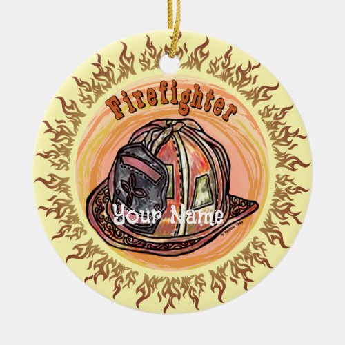 Firefighter Helmet Ceramic Ornament