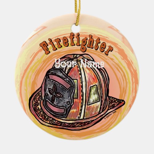 Firefighter Helmet Ceramic Ornament